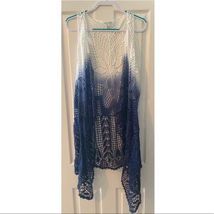 CATO NWOT Blue and White Crochet Vest  Size 18/20W